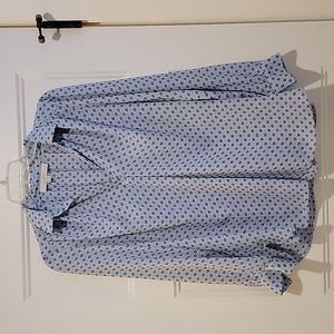 Flawless LOFT blue polka dotted blouse shirt SP
